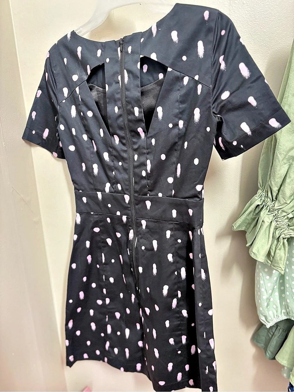 French Connection Women's Polka Dot Dress in Black & Pink Size 0